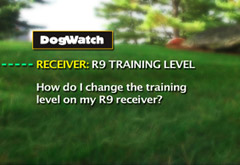 How do I change the training level on my R9 receiver?